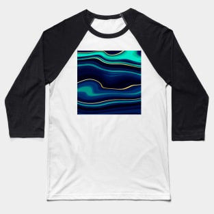 Abstract duotone black and turquoise liquid marble texture Baseball T-Shirt